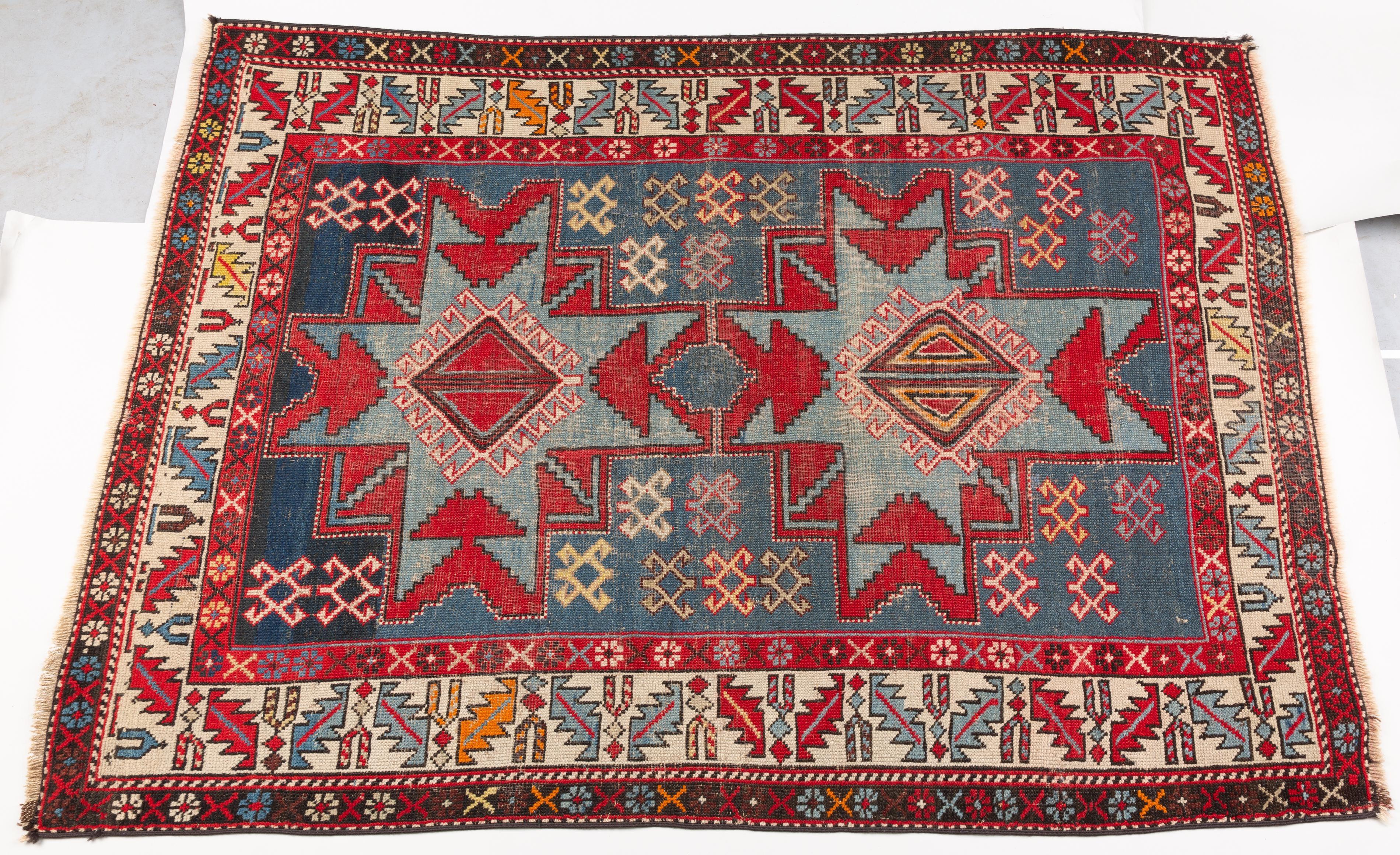 Hand-Knotted Antique Caucasian Shirvan Rug with Lesghi Star