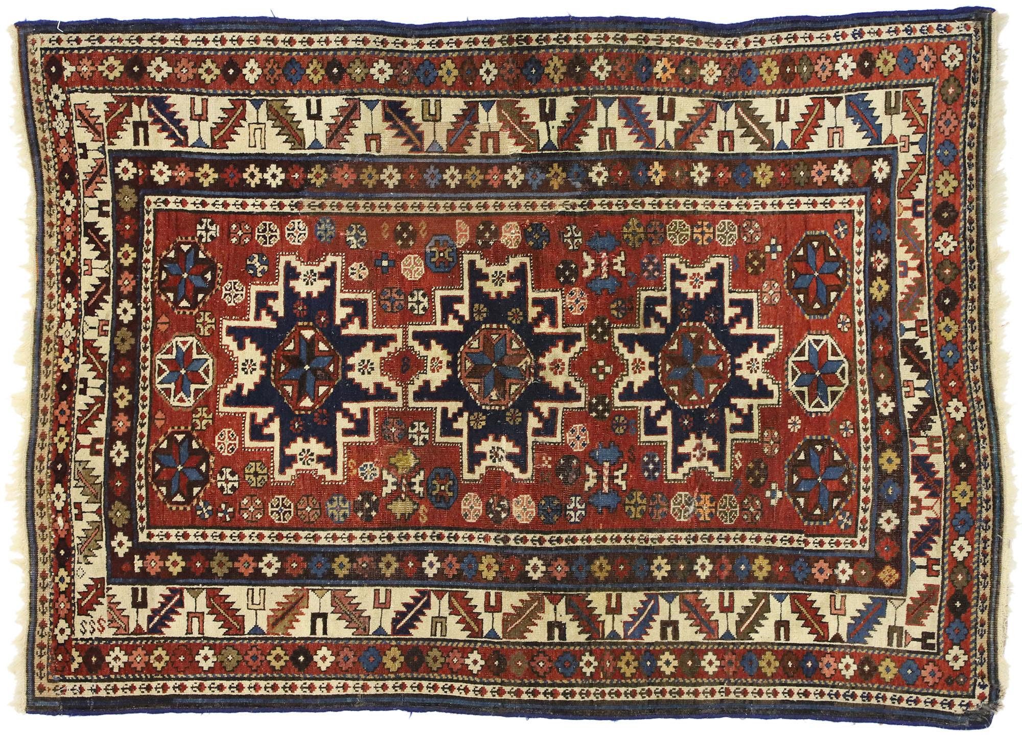 Antique Caucasian Shirvan Rug with Lesghi Star For Sale 2