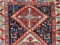 Antique Caucasian Shirvan Rug with Medallions and Tribal Symbols 3'9 x 8'0