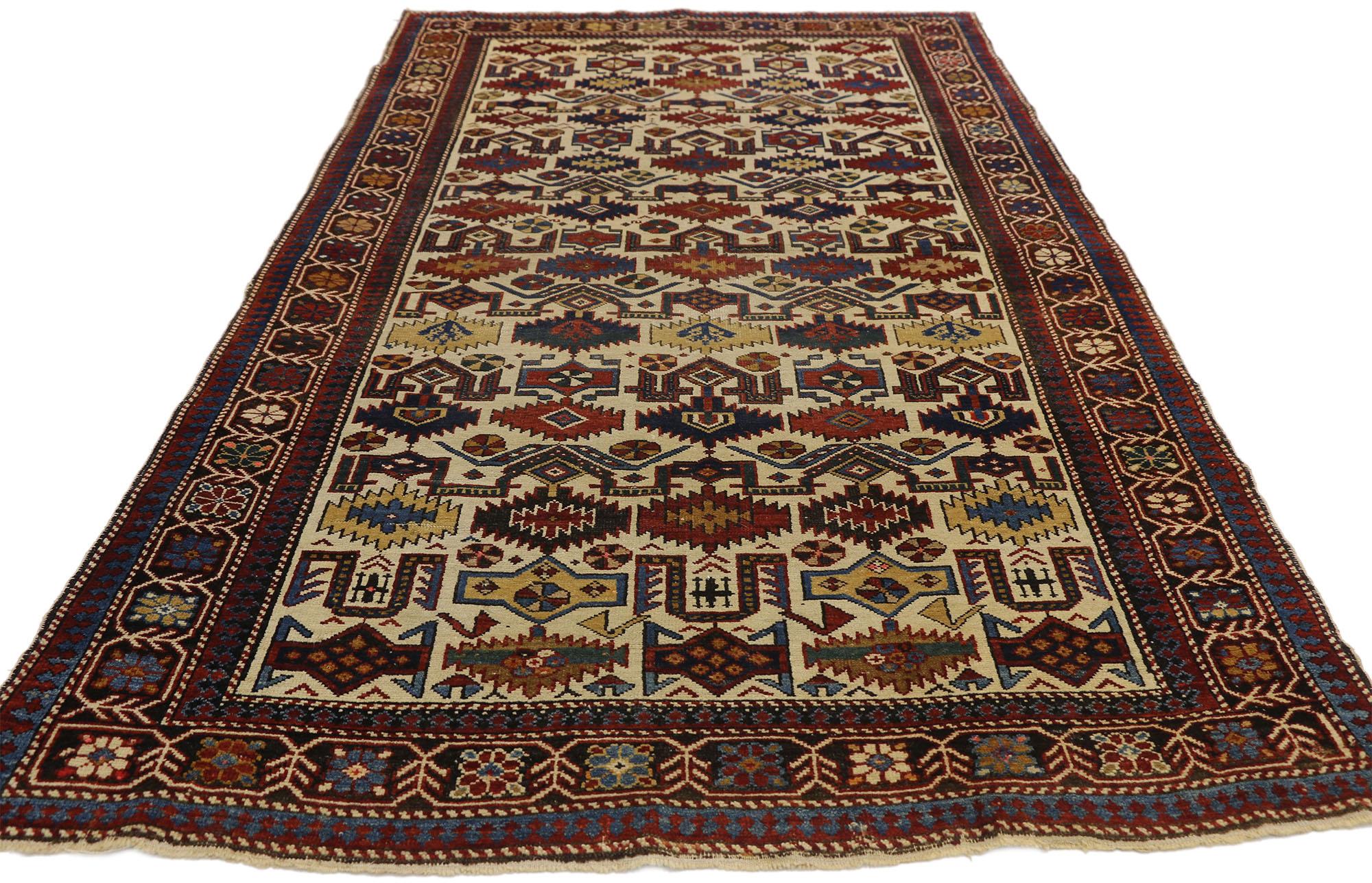 Russian Antique Caucasian Shirvan Rug with Modern Tribal Style For Sale