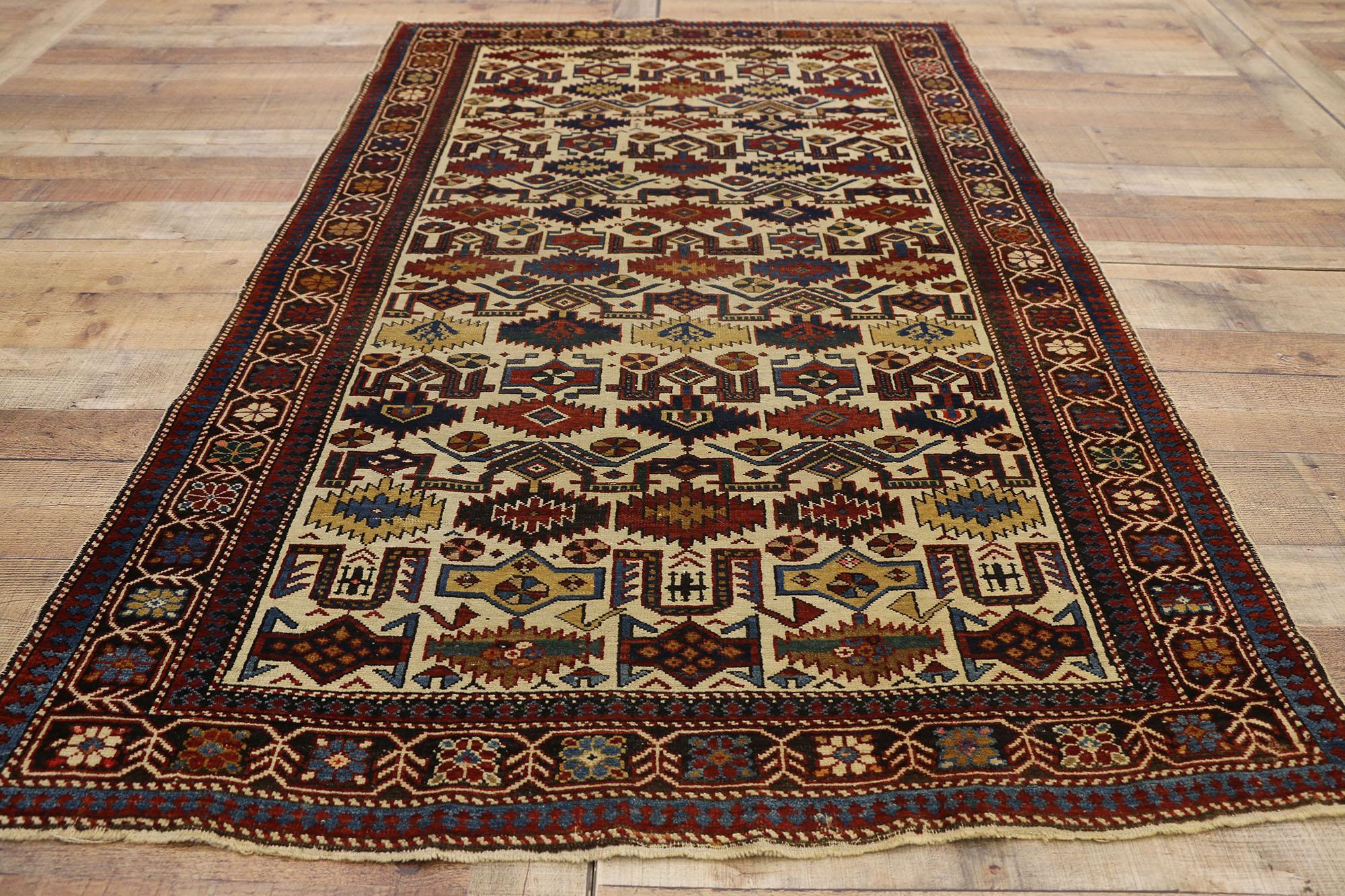 Antique Caucasian Shirvan Rug with Modern Tribal Style For Sale 1