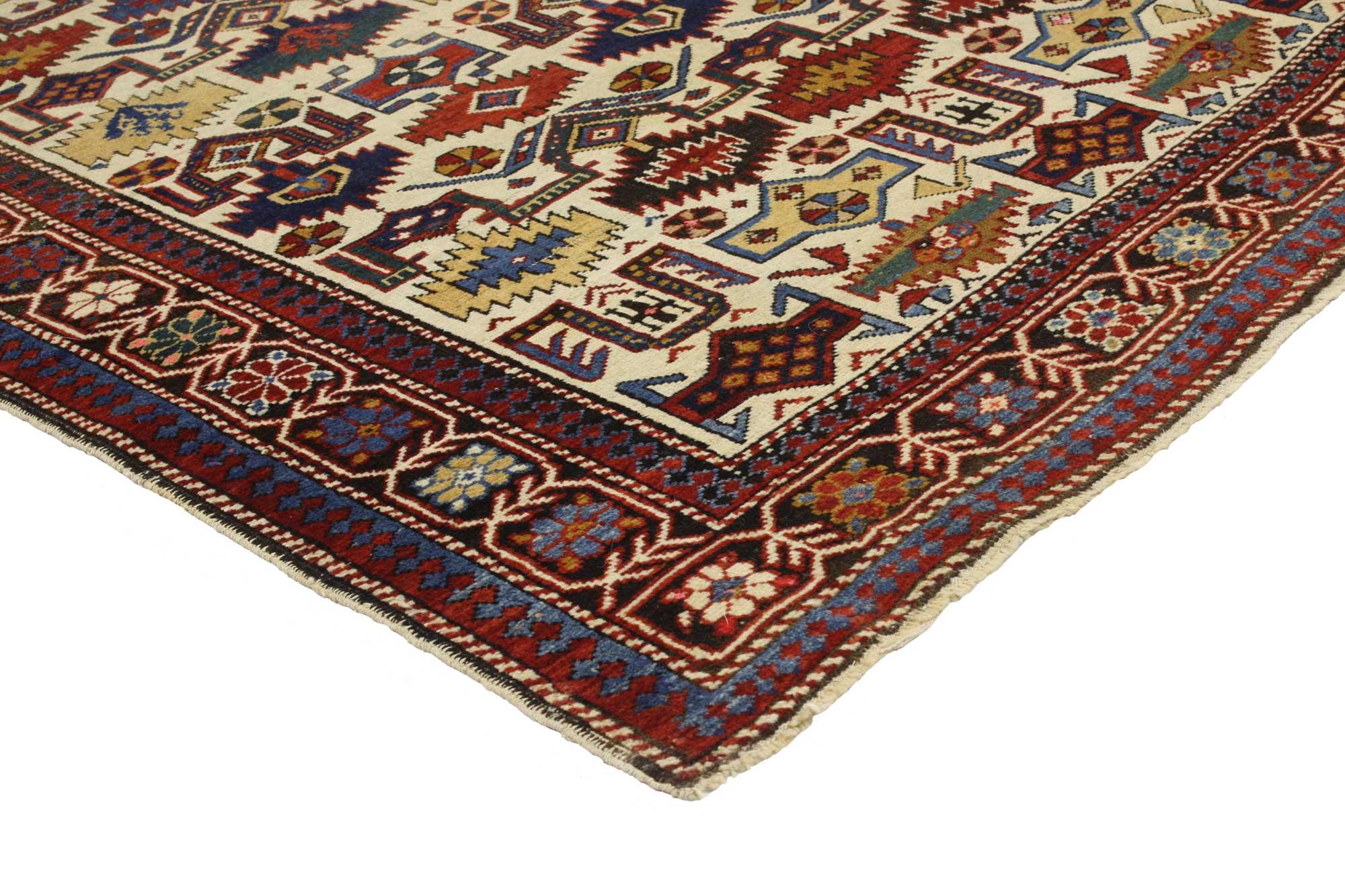 Antique Caucasian Shirvan Rug with Modern Tribal Style For Sale 2