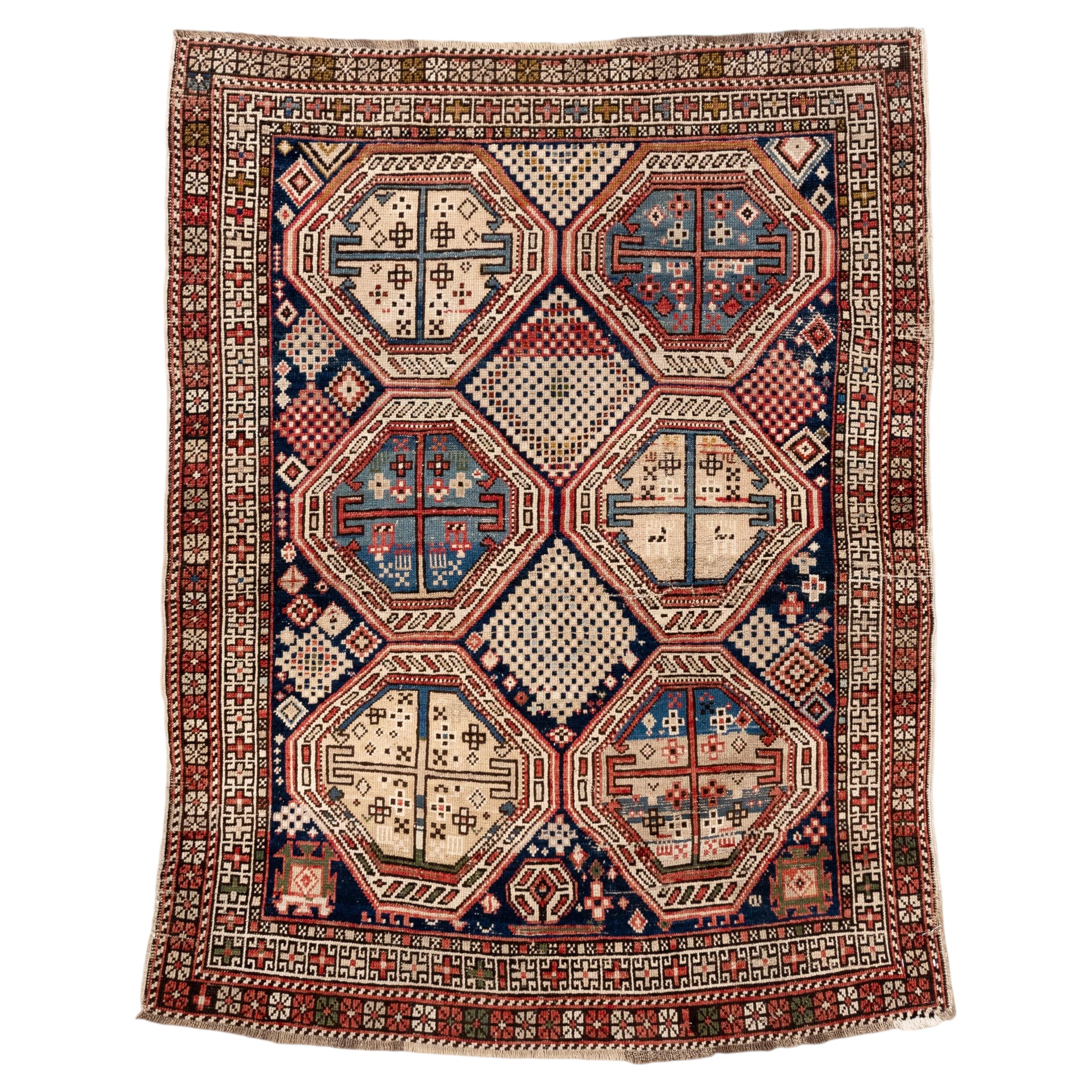 Antique Caucasian Shirvan Rug with Octagonal Medallion Design
