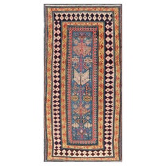 Antique Caucasian Shirvan Rug with Tribal Design and Motifs in Vivid Colors