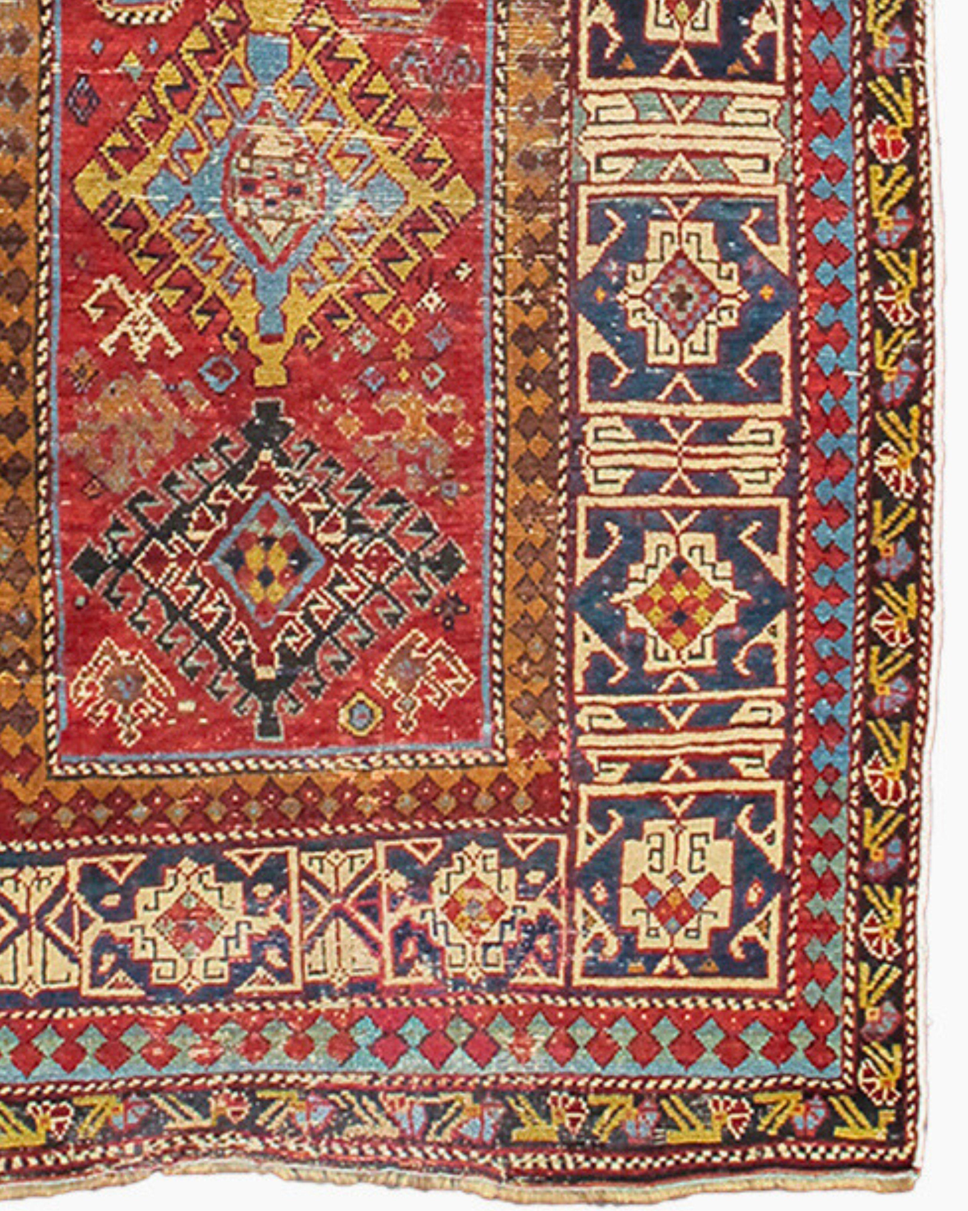 Ancien tapis de course caucasien Shirvan, milieu du 19e siècle

Informations supplémentaires :
Dimensions : 3'6
