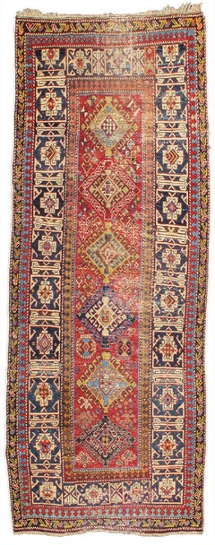 Tapis de couloir Shirvan caucasien ancien, milieu du 19e siècle