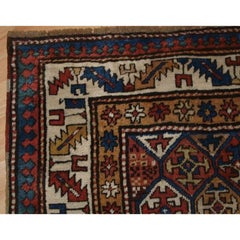 Antico runner caucasico Shirvan con disegno a reticolo, circa 1880