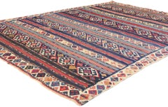 Antique Caucasian Shirvan Tribal Flat-Weave Carpet