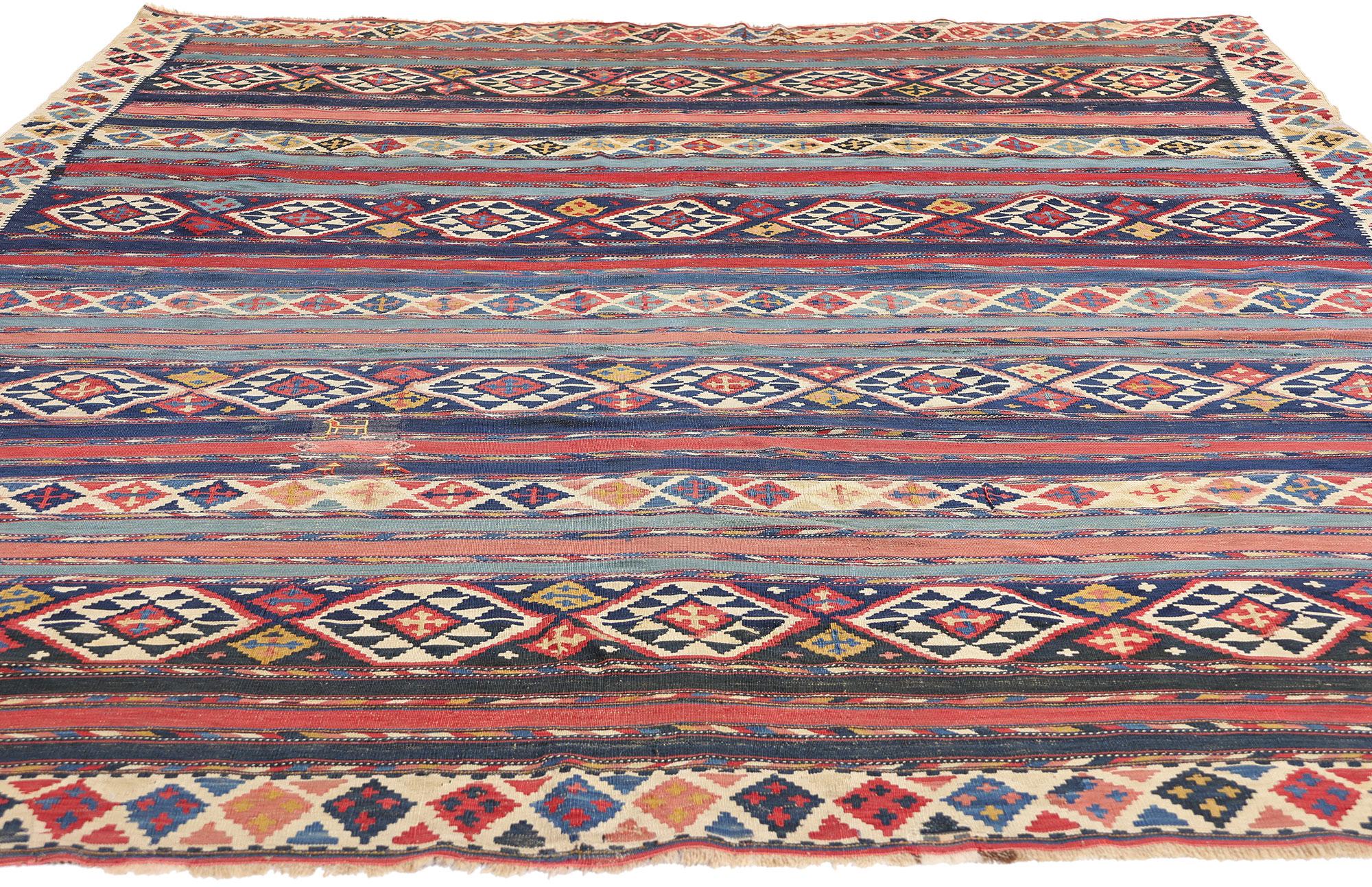 Antiker kaukasischer Flachgewebe-Teppich des Schirwan-Stammes (Böhmisch) im Angebot