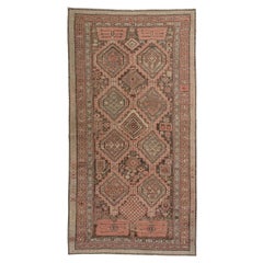 Tapis tribal caucasien ancien Shirvan en brun clair et couleur rouille corail