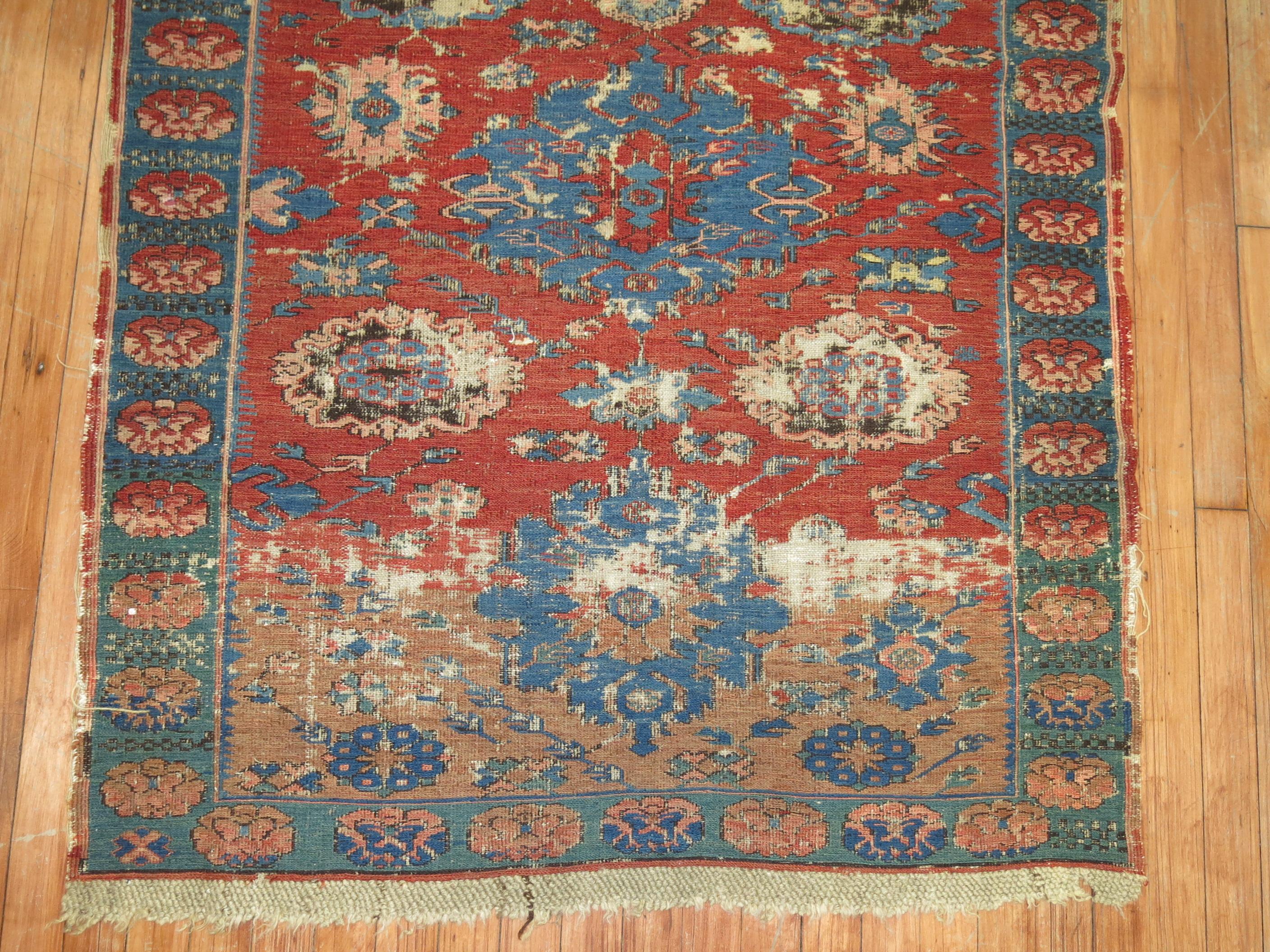 Mid-19th century Persian flat-weave Soumak ‘soumac’ rug with an infamous kuba design found in 19th century Caucasian rugs.

3'10'' x 4'11''