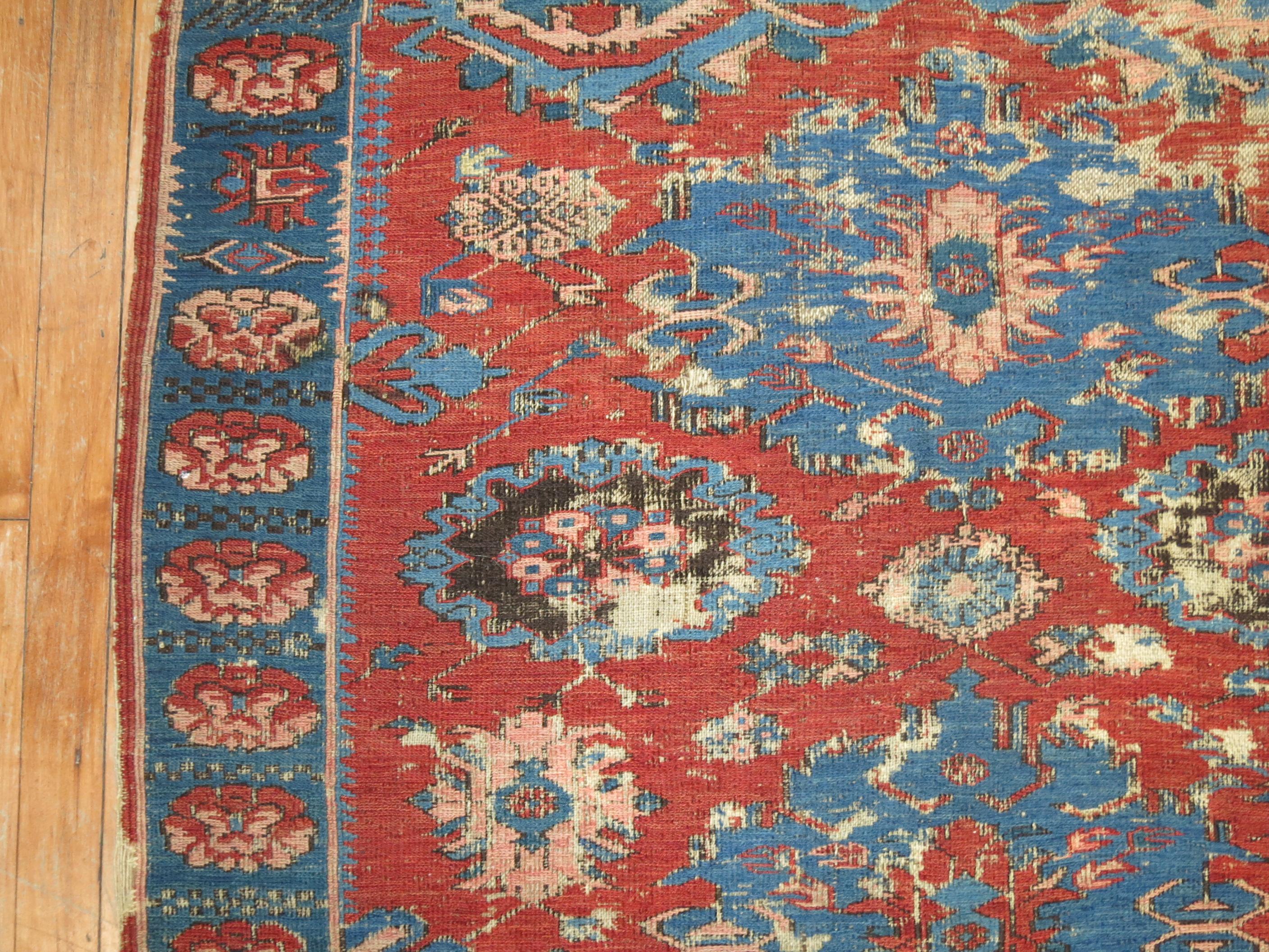 Hand-Woven Antique Caucasian Soumac Rug For Sale