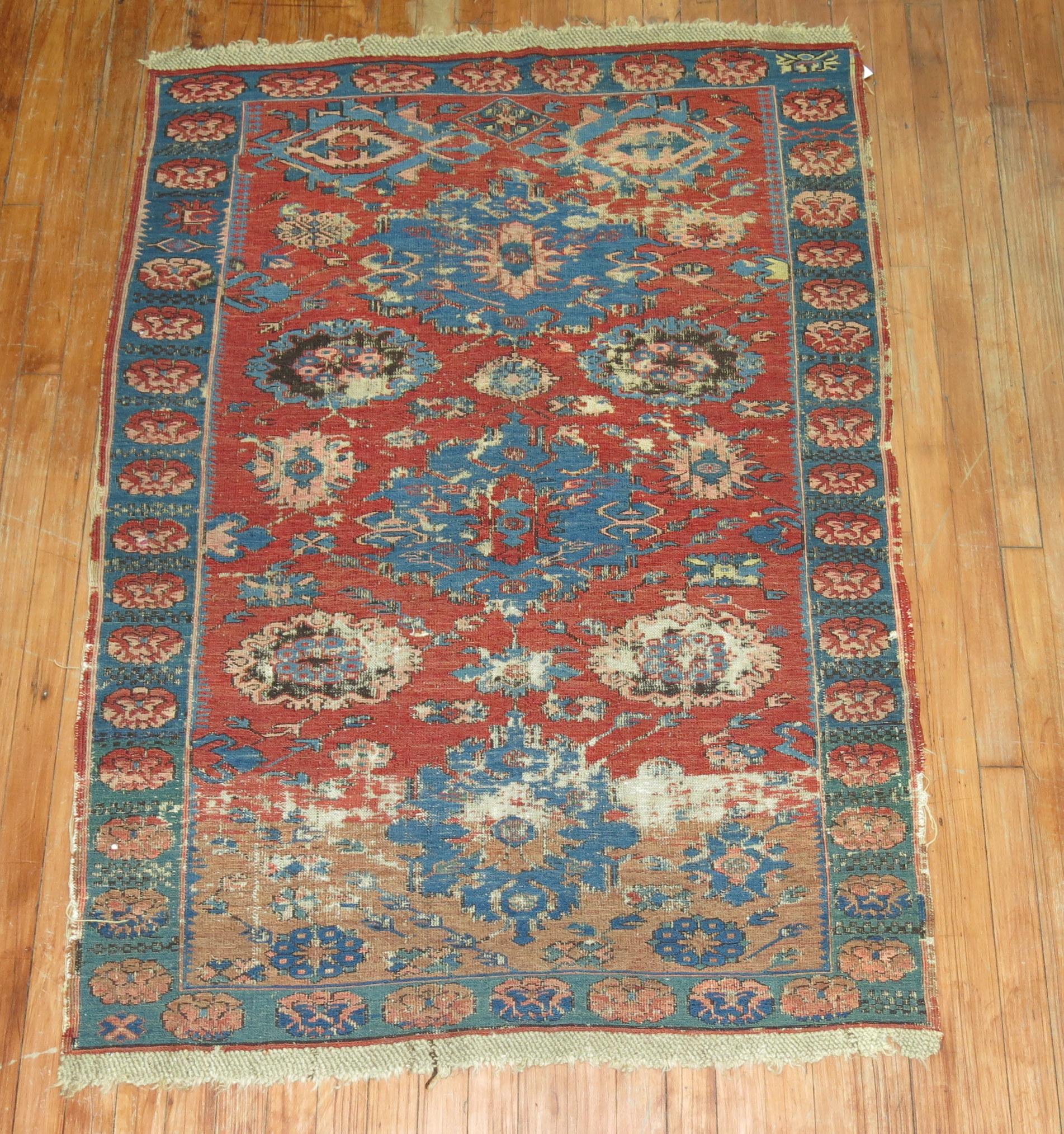 Wool Antique Caucasian Soumac Rug For Sale