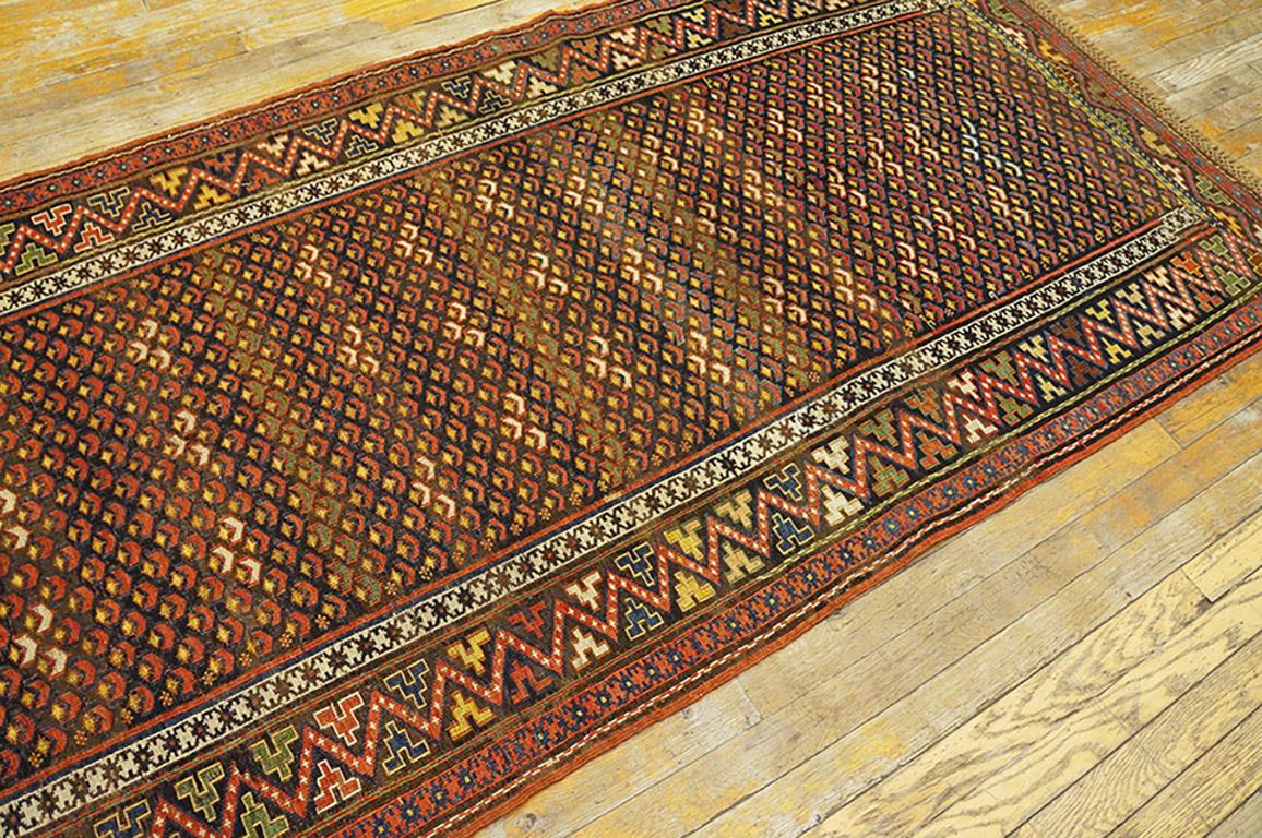 Fin du XIXe siècle Tapis Soumak caucasien ancien de 3' 8
