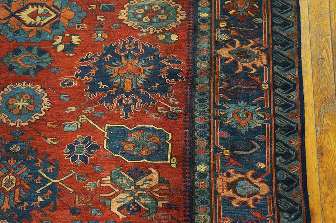 Hand-Woven 19th Century Caucasian Soumak Carpet with Harshang Design (4'10
