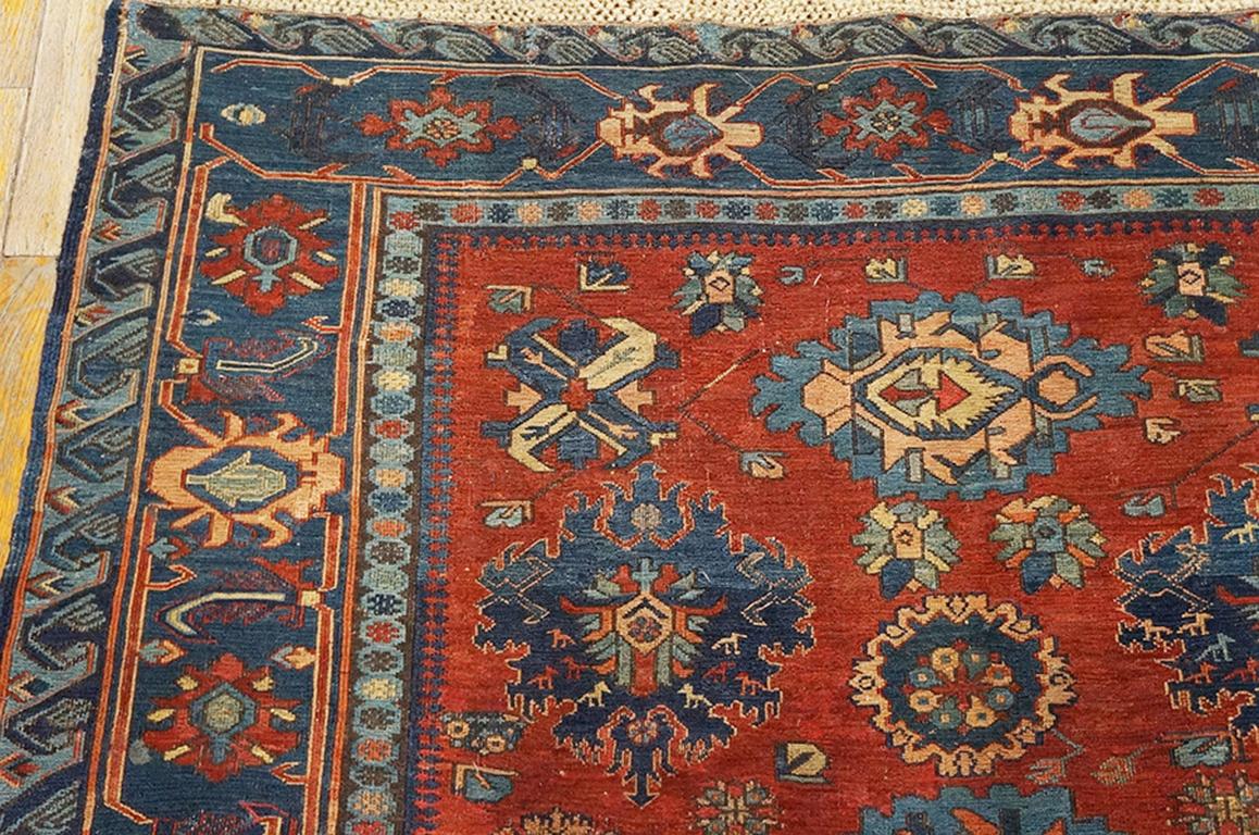 19th Century Caucasian Soumak Carpet with Harshang Design (4'10