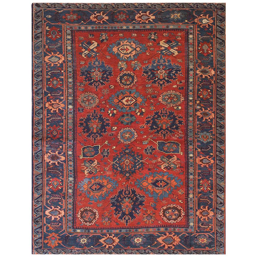 Tapis Soumak du 19e siècle avec motif de hangars (4'10"x6'4" - 147x193)