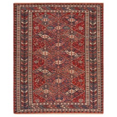 Tapis Soumak caucasien ancien. 5 pieds x 6 pieds 3 po.