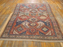 attractive Red Rust Color with Symmetric Design Antique Caucasian Sumak Rug