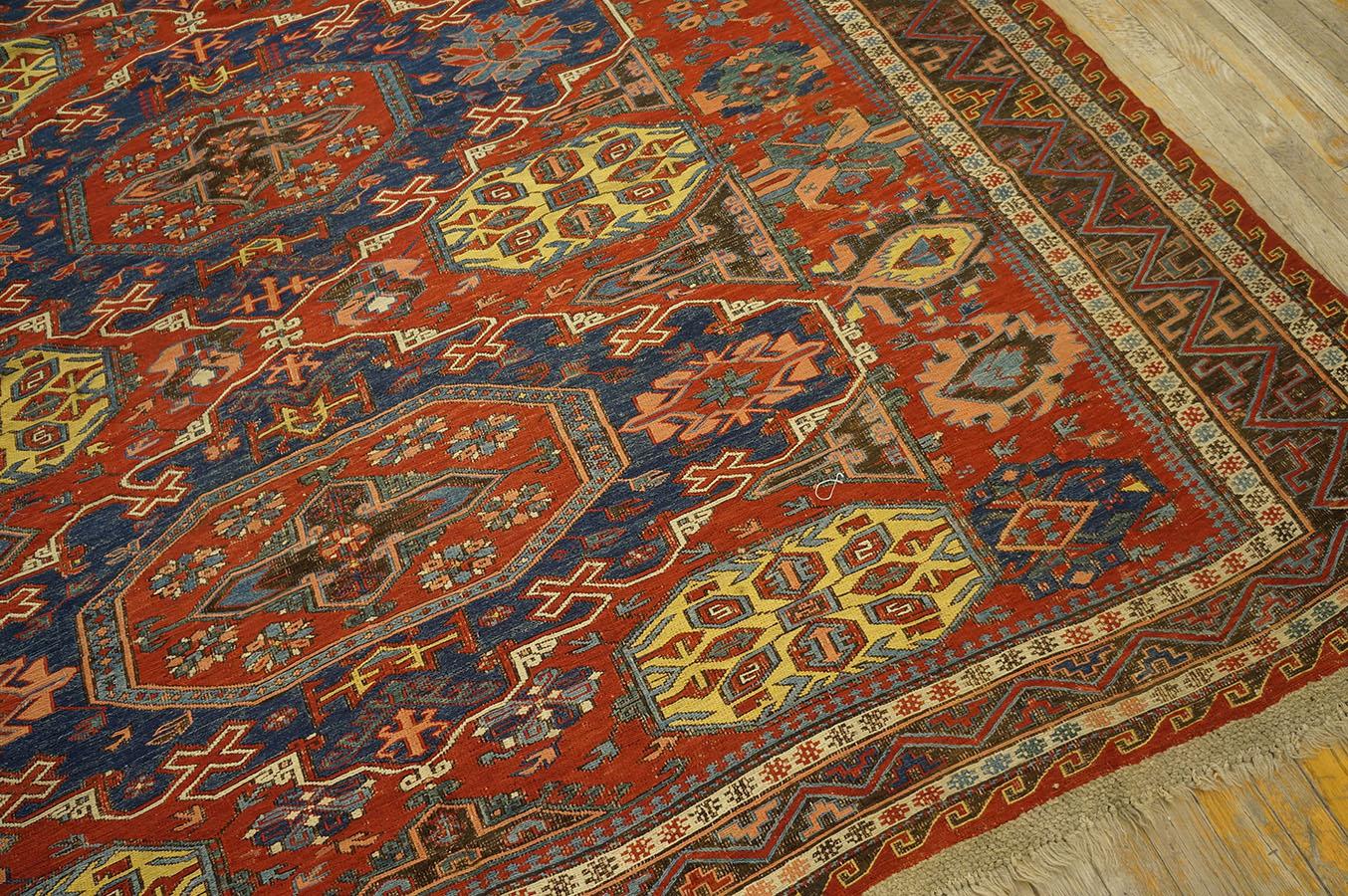 Late 19th Century Caucasian Soumak Flat-weave Carpet (7'6'' x 9 - 228 x 274 cm) For Sale 3