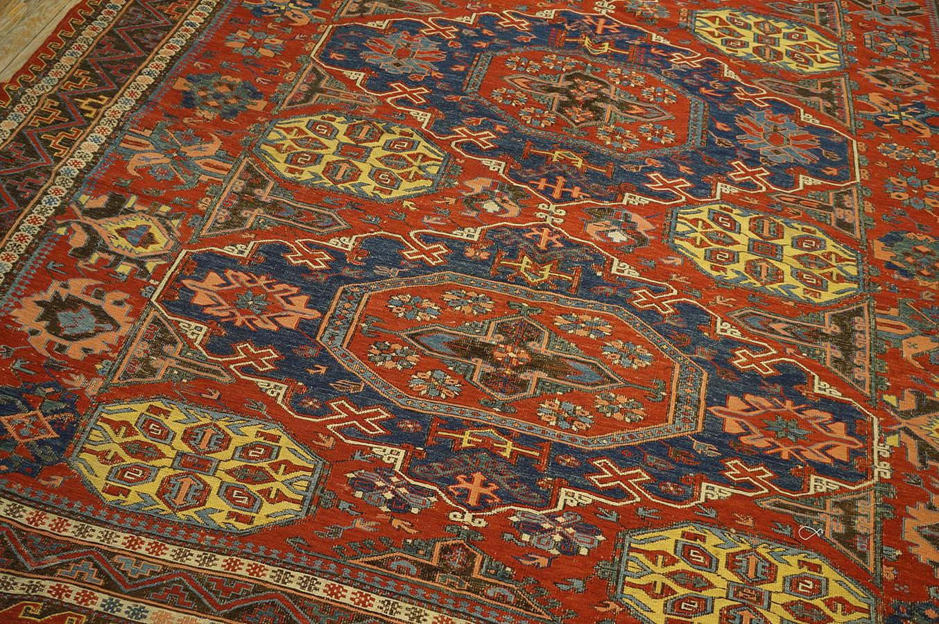 Late 19th Century Caucasian Soumak Flat-weave Carpet (7'6'' x 9 - 228 x 274 cm) For Sale 4