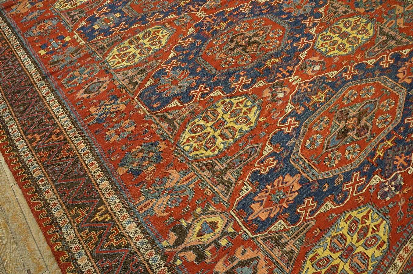 Late 19th Century Caucasian Soumak Flat-weave Carpet (7'6'' x 9 - 228 x 274 cm) For Sale 6