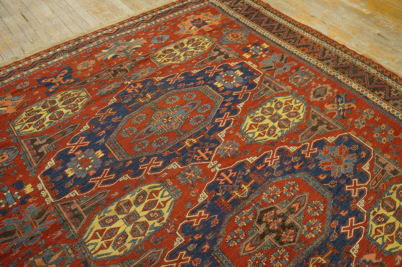 Late 19th Century Caucasian Soumak Flat-weave Carpet (7'6'' x 9 - 228 x 274 cm) For Sale 7