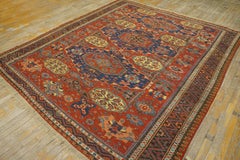 Tribal and Rustic Antique Caucasian Soumak Flat-weave Rug on Red Ground Color