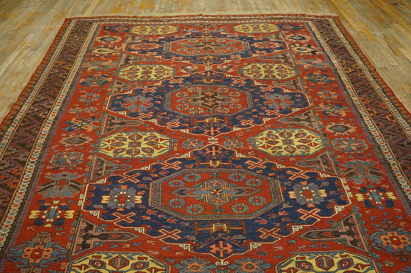 Sumak Late 19th Century Caucasian Soumak Flat-weave Carpet (7'6'' x 9 - 228 x 274 cm) For Sale