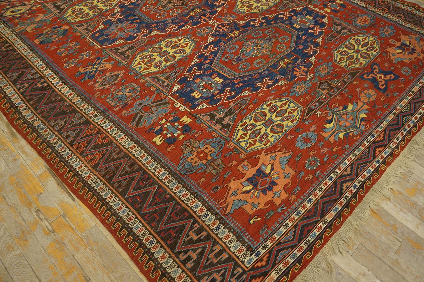Late 19th Century Caucasian Soumak Flat-weave Carpet (7'6'' x 9 - 228 x 274 cm) In Good Condition For Sale In New York, NY