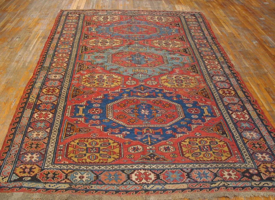 Hand-Woven 19th Century Caucasian Sumak Carpet ( 7'6