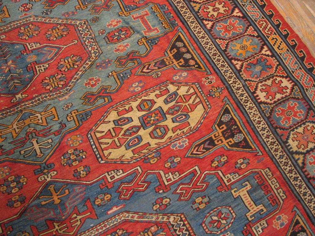 Wool 19th Century Caucasian Sumak Carpet ( 7'6