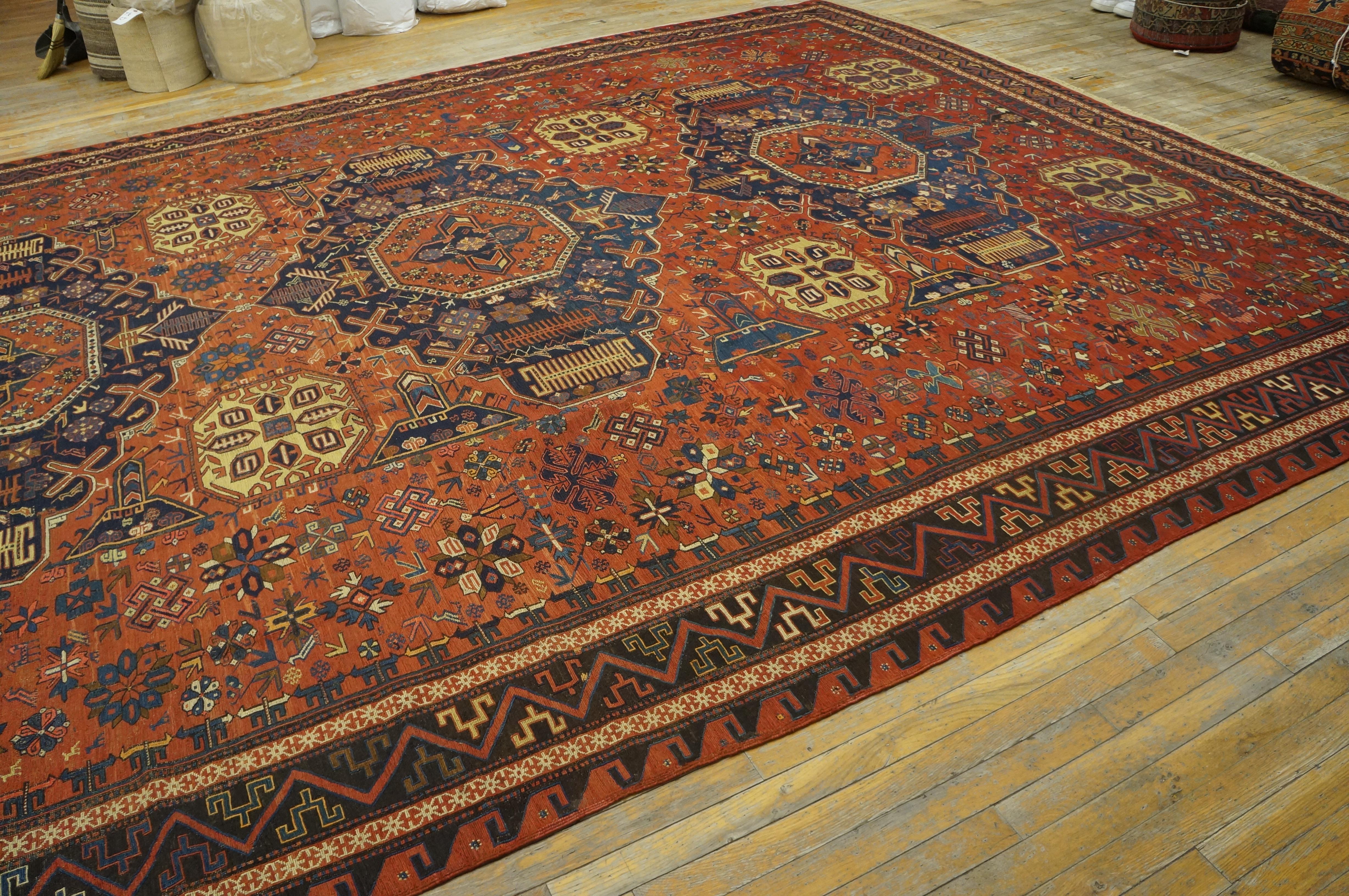 19th Century Caucasian Sumak Carpet ( 11'2