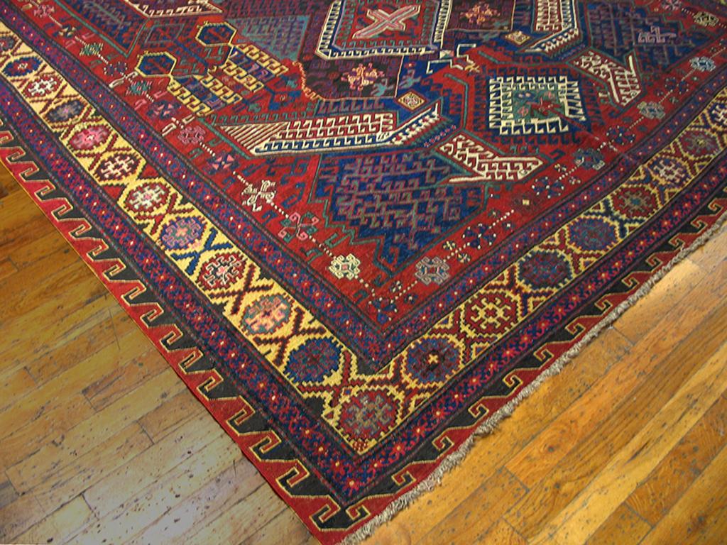 Hand-Woven 19th Century Caucasian Dragon Sumak Carpet ( 7'4