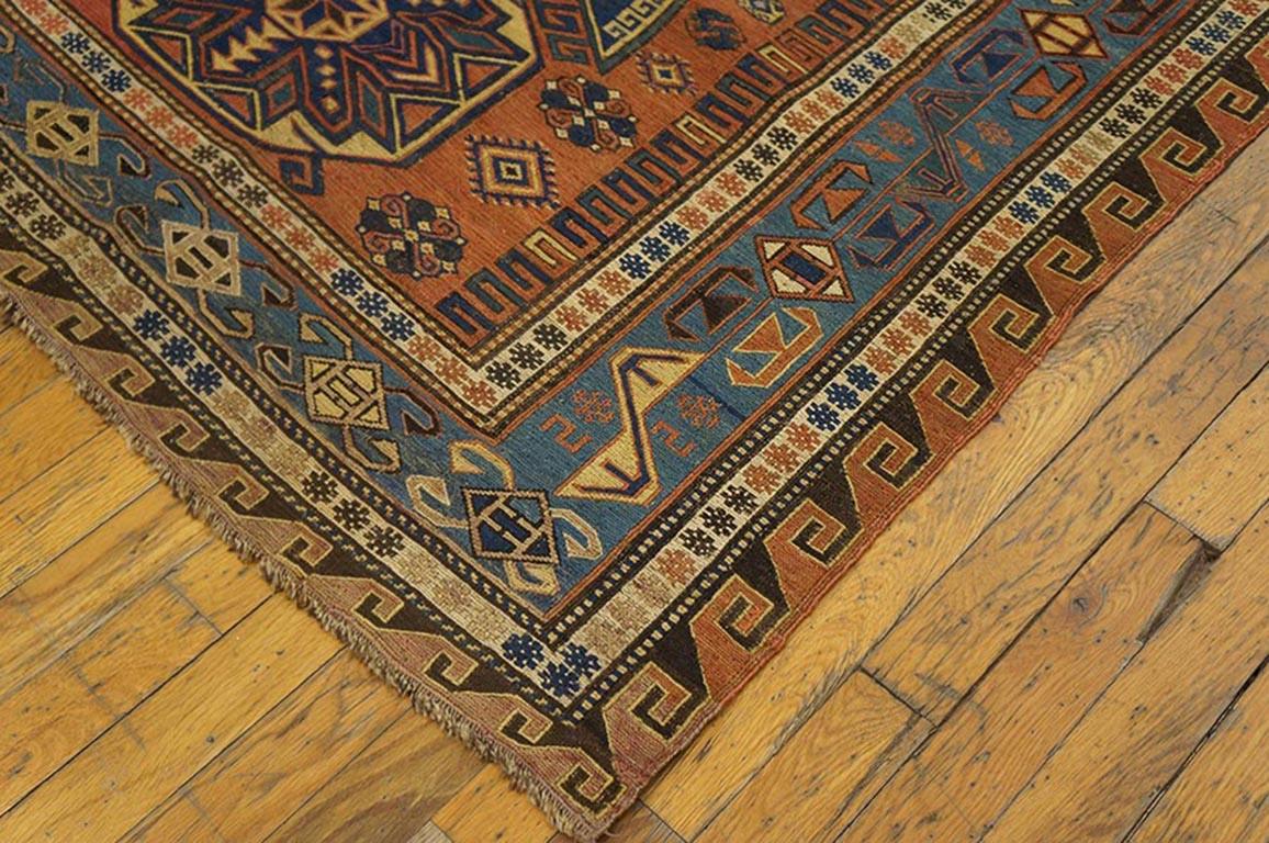Hand-Woven Late 19th Century Caucasian Sumak Carpet ( 7'6