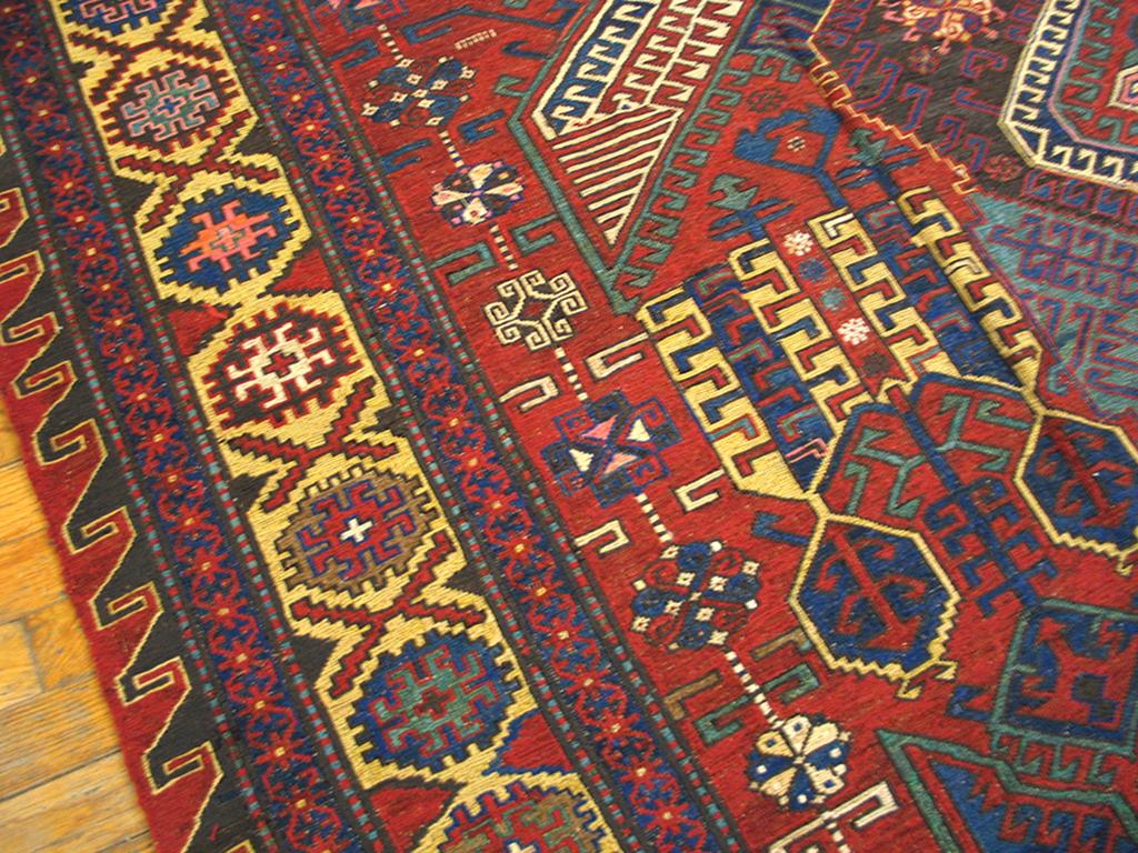 19th Century Caucasian Dragon Sumak Carpet ( 7'4