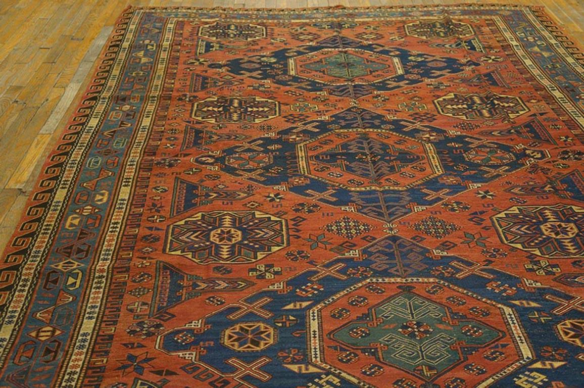 Wool Late 19th Century Caucasian Sumak Carpet ( 7'6