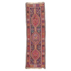 1920's Antique Caucasian Soumak Carpet with Tribal Style