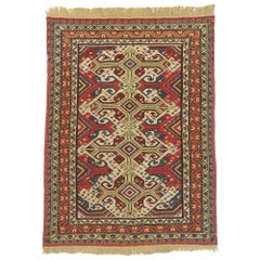 Antique Caucasian Soumak Rug with Rustic Arts & Crafts Style