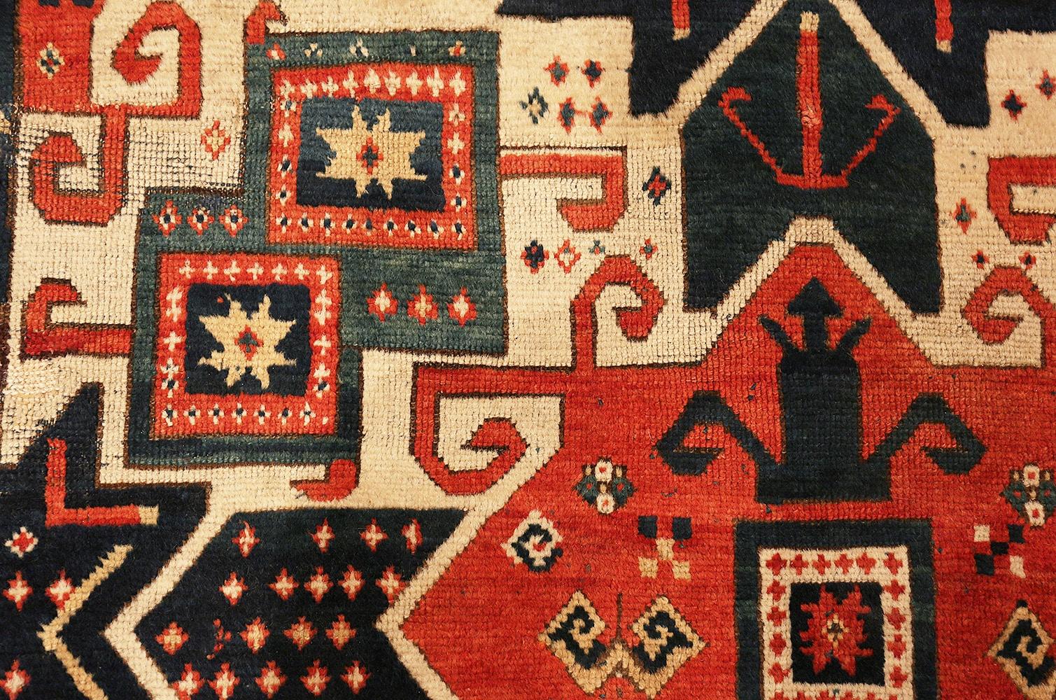 Hand-Knotted Rare Antique Caucasian Star Kazak Rug. Size: 4 ft 10 in x 7 ft (1.47 m x 2.13 m)