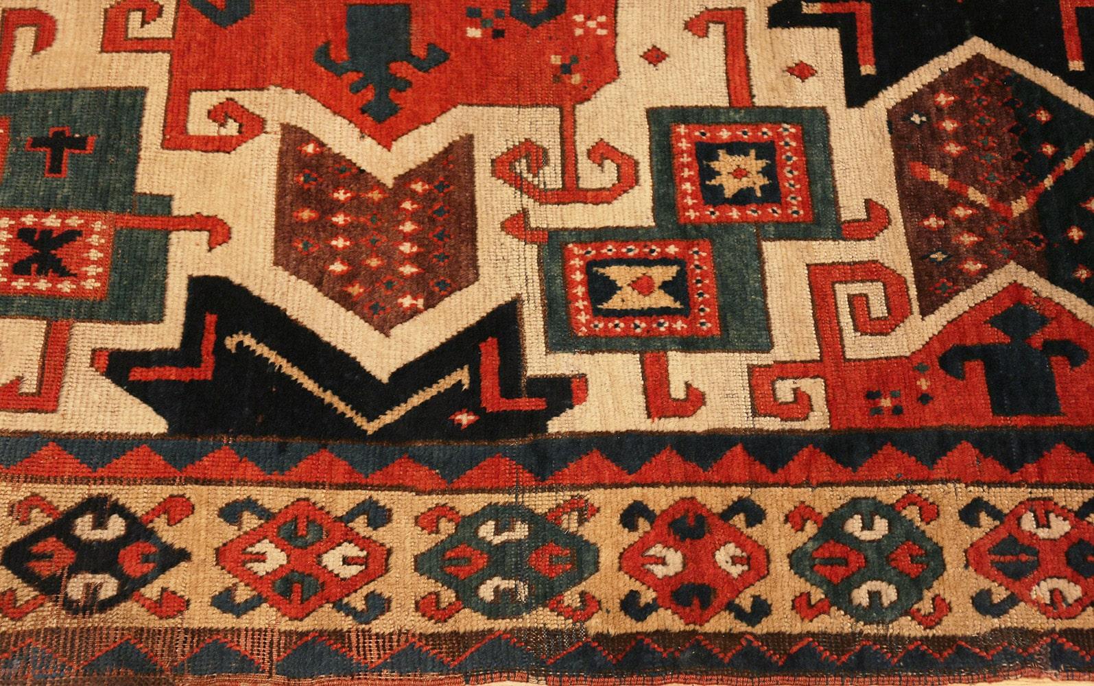 Rare Antique Caucasian Star Kazak Rug. Size: 4 ft 10 in x 7 ft (1.47 m x 2.13 m) In Good Condition In New York, NY