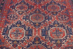 Alfombra Sumack Caucásica Antigua con Diseño de Medallón Geométrico 11'10 x 16'6