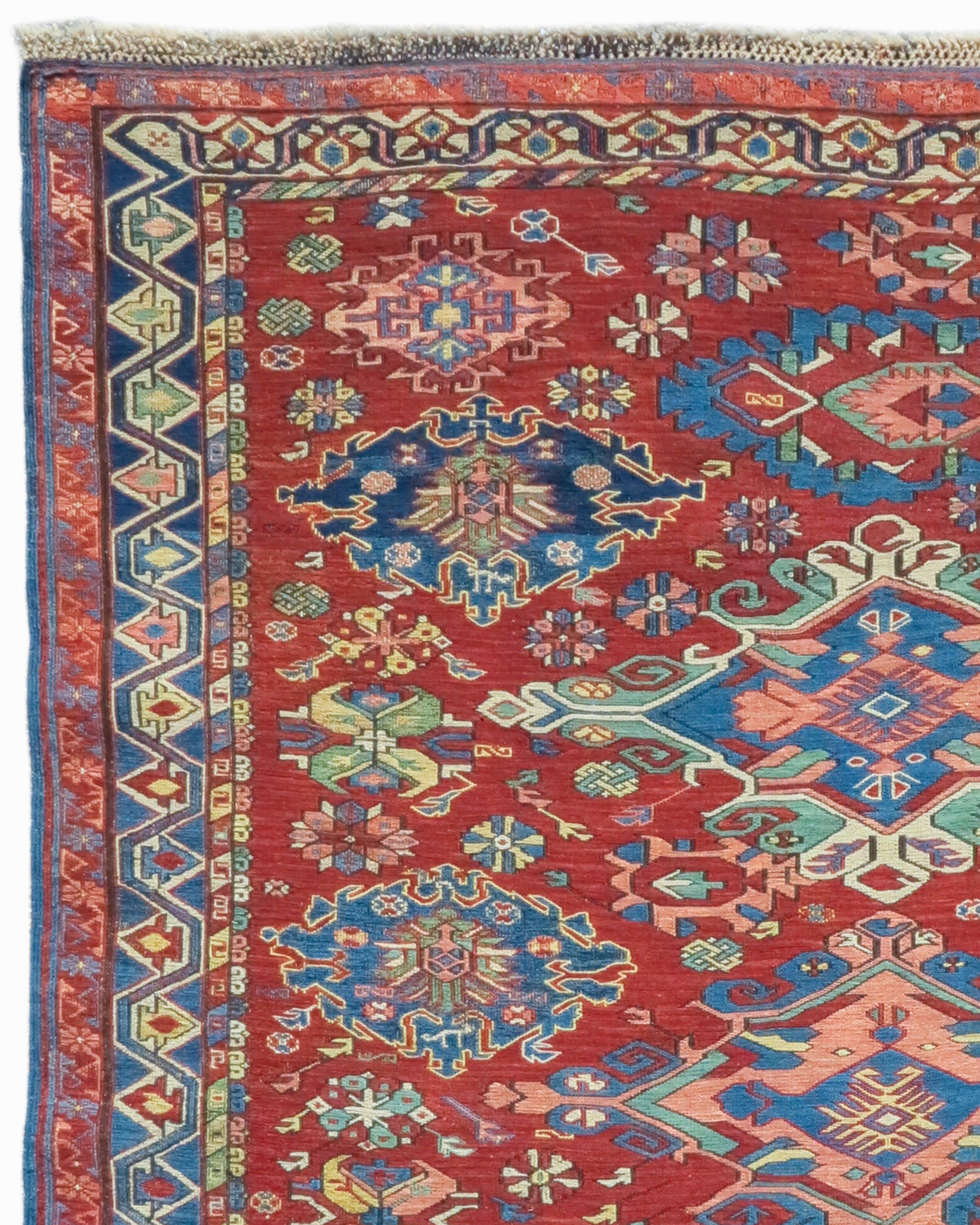 Hand-Woven Antique Caucasian Sumak Rug, 19th Century For Sale
