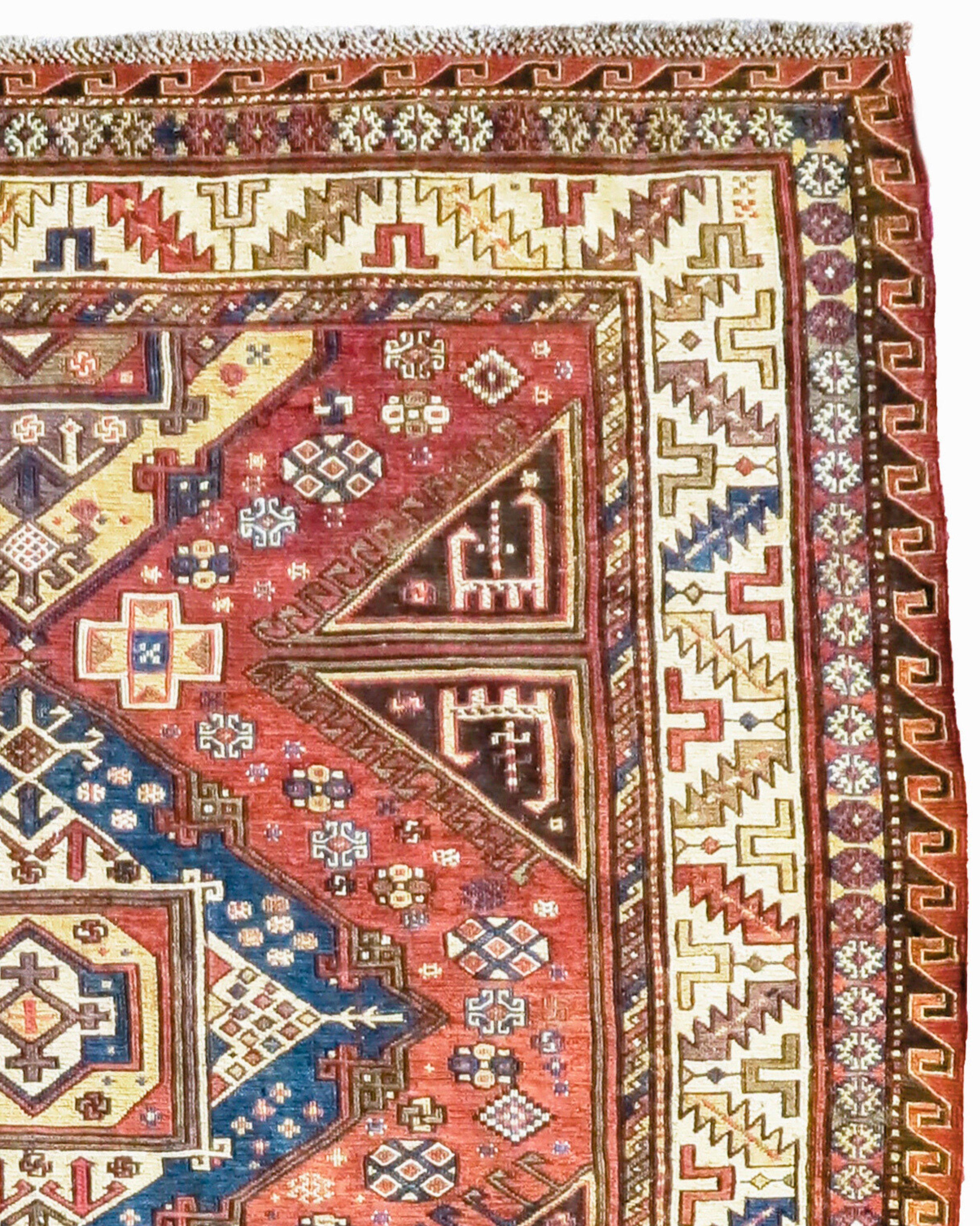 Hand-Woven Antique Caucasian Sumak Rug, Late 19th Century For Sale