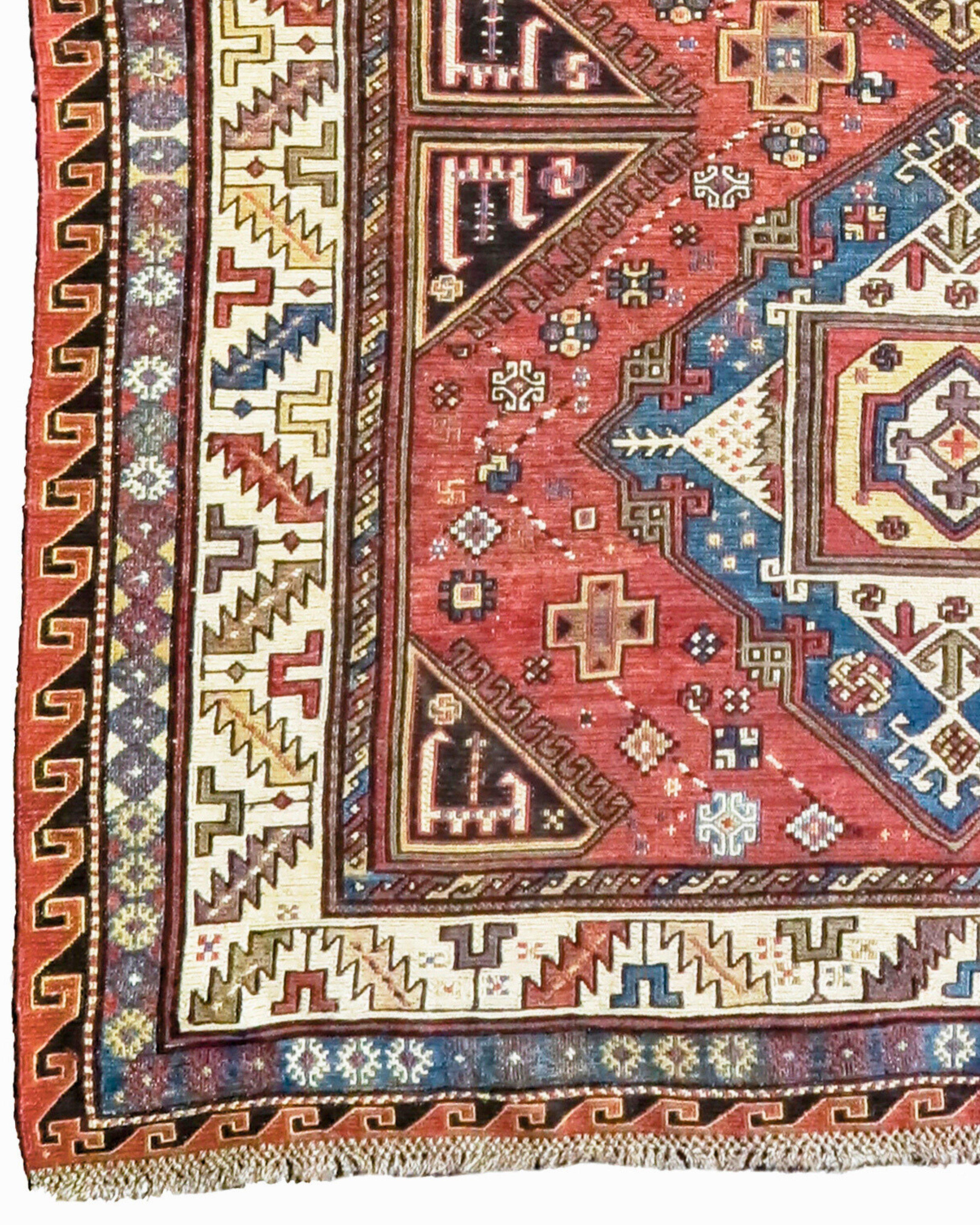 Wool Antique Caucasian Sumak Rug, Late 19th Century For Sale