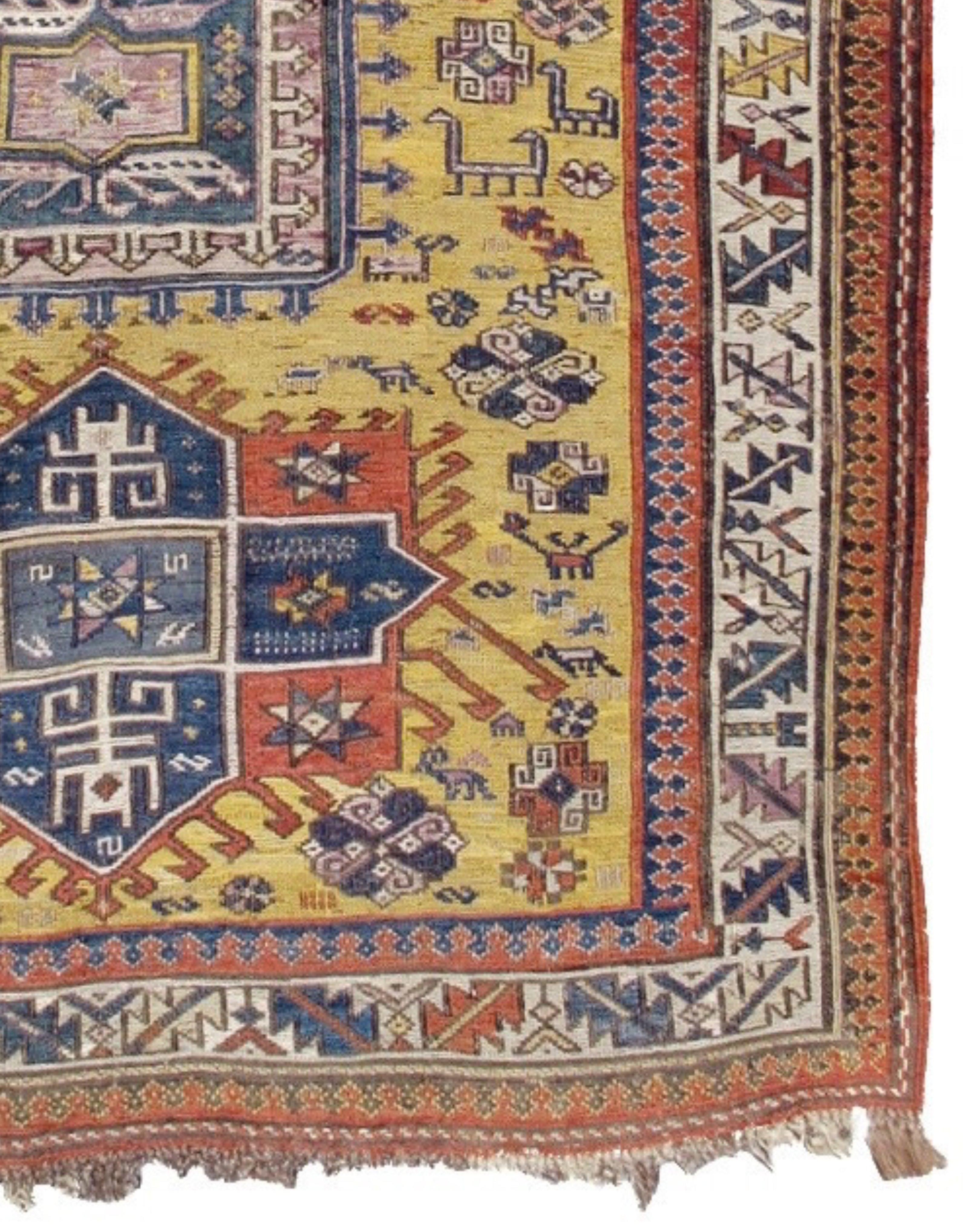 Antiker kaukasischer Sumak-Teppich, spätes 19. Jahrhundert im Zustand „Gut“ im Angebot in San Francisco, CA