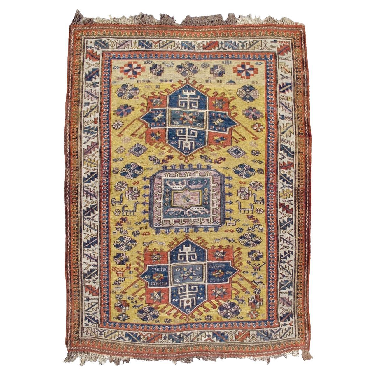 Antiker kaukasischer Sumak-Teppich, spätes 19. Jahrhundert
