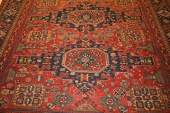 Antique Caucasian Sumak Rug with Diamond Medallions in Rare Square Format