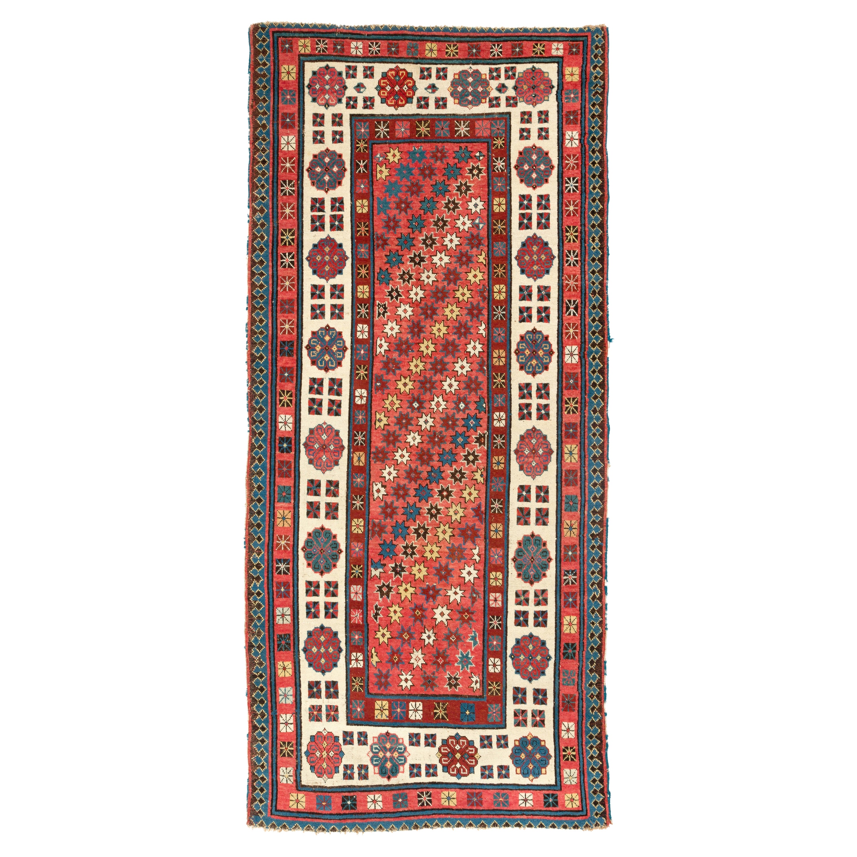 Alfombra antigua caucásica Talish para coleccionistas, circa 1860, 100% lana. 3,3x7,2 Pies