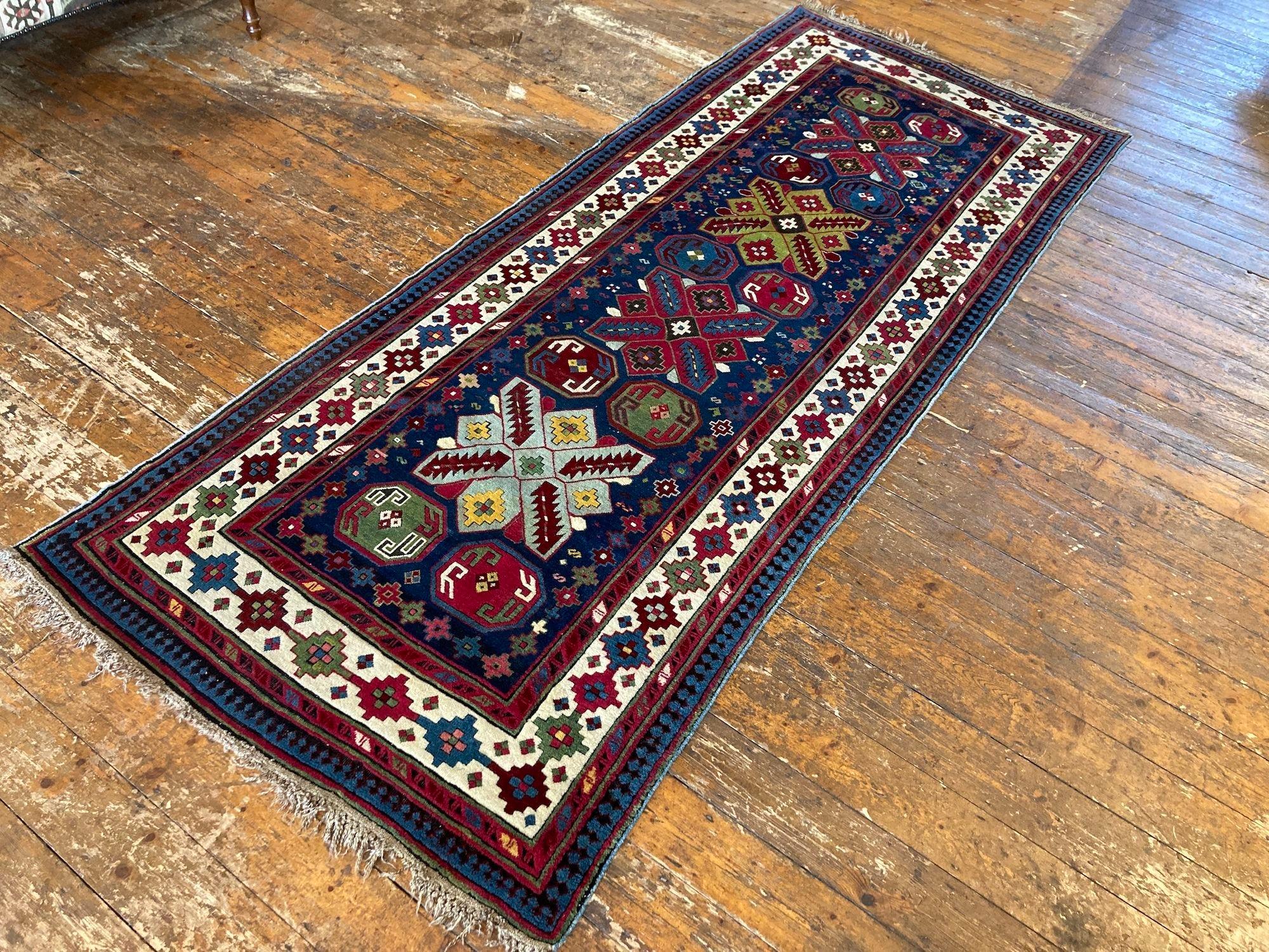 Antique Caucasian Talish Long Rug 2.97m X 1.22m In Good Condition For Sale In St. Albans, GB